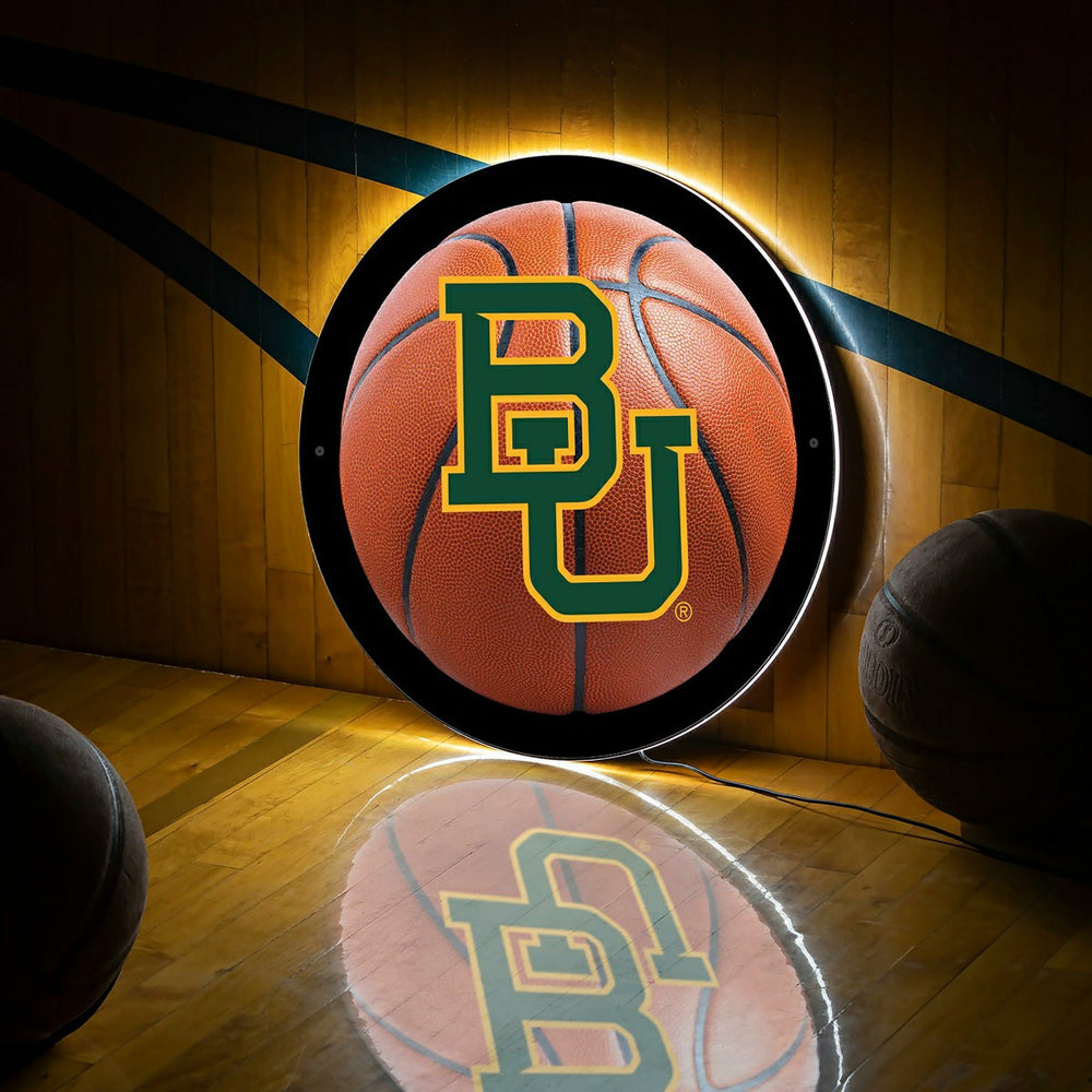 LED Wall Decor, Round, Med, Baylor, Basketball