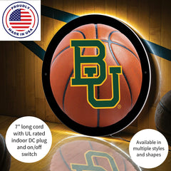 LED Wall Decor, Round, Med, Baylor, Basketball
