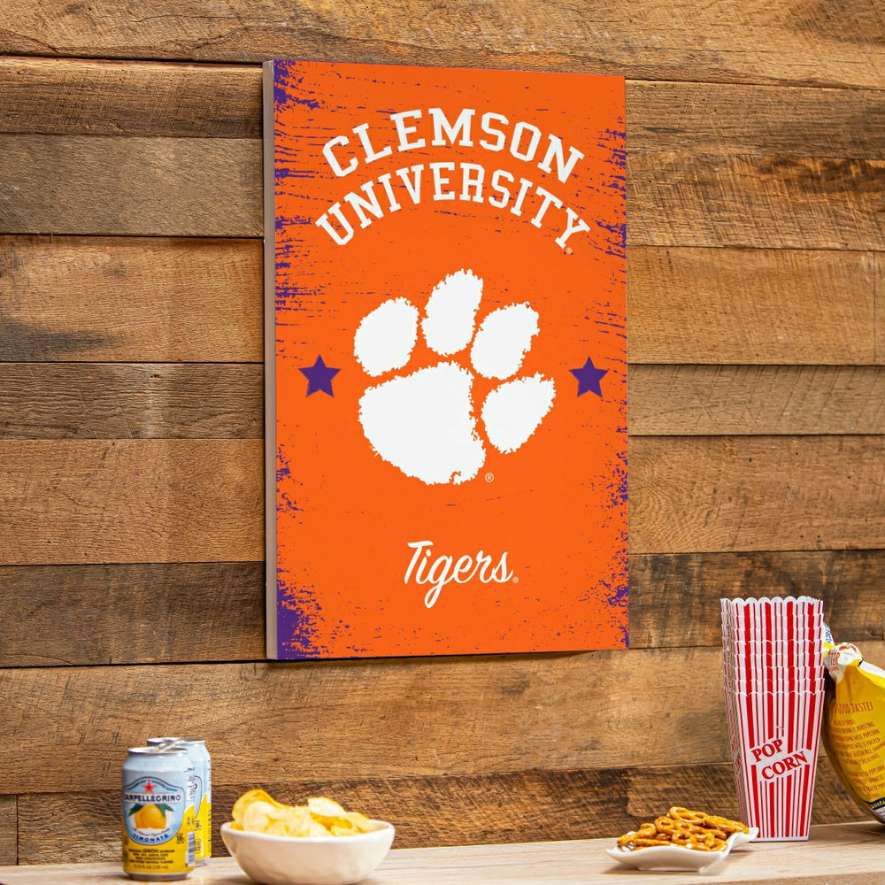 Clemson University Wood Wall Sign, 16x24