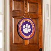 Clemson University Round Door Décor with Hanging Rope, 18x18