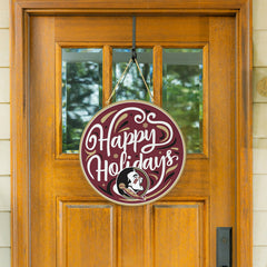 Florida State University Holiday Round Door Décor with Hanging Rope, 1