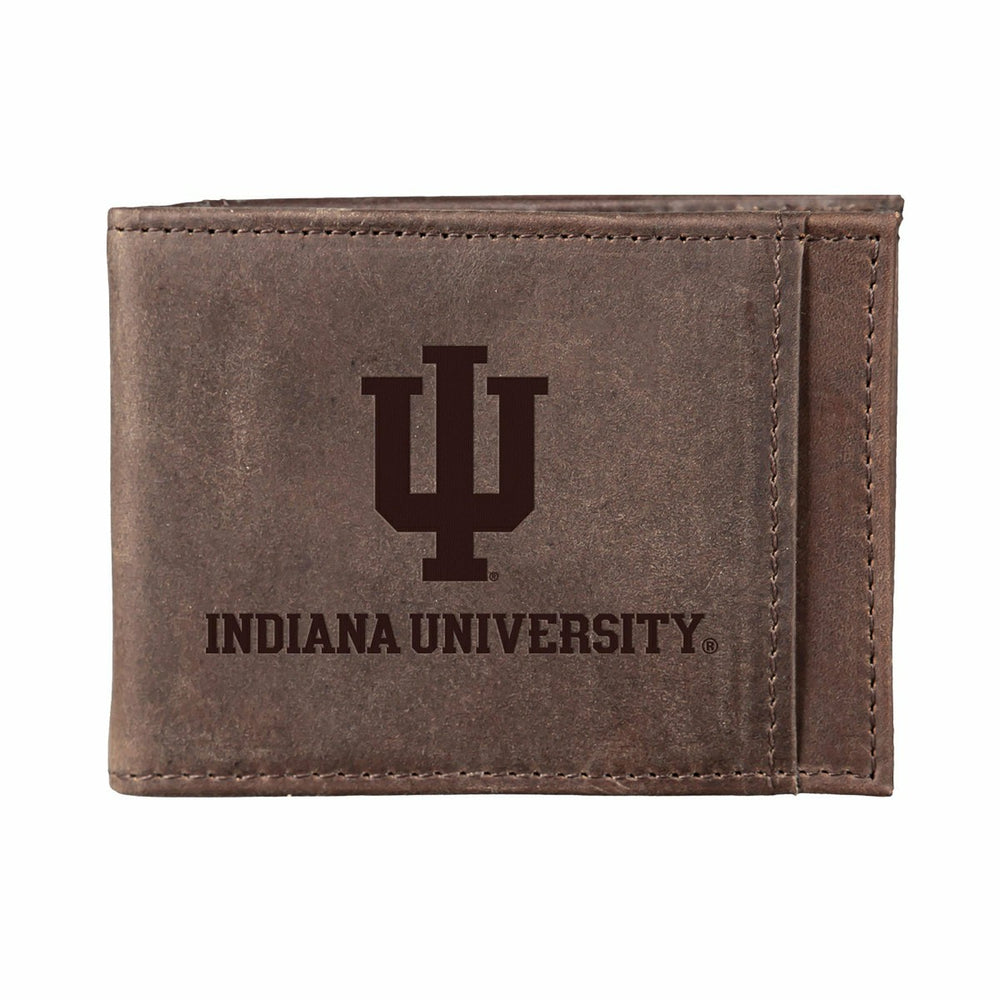 Front Pocket Wallet w/ RFID Blocking, Indiana Unviersity, Brown