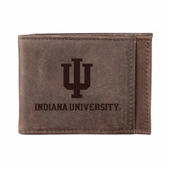 Front Pocket Wallet w/ RFID Blocking, Indiana Unviersity, Brown