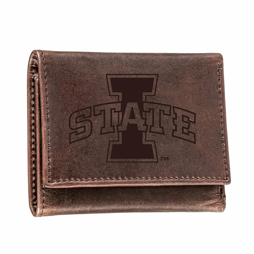 Iowa State University, Tri-Fold Wallet, Brown, CH, 100% Genuine Leathe