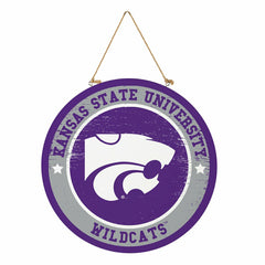 Kansas State University Round Door Décor with Hanging Rope, 18x18