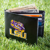 Louisiana State University Black Bi-Fold Embroidered Wallet w/ RFID Blocking