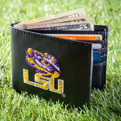 Louisiana State University Black Bi-Fold Embroidered Wallet w/ RFID Blocking