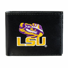 Louisiana State University Black Bi-Fold Embroidered Wallet w/ RFID Blocking