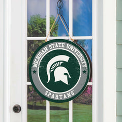 Michigan State University Round Door Décor with Hanging Rope, 18x18