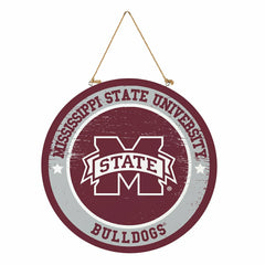 Mississippi State University Round Door Décor with Hanging Rope, 18x18