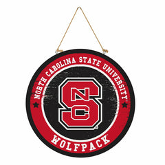 North Carolina State University Round Door Décor with Hanging Rope, 18