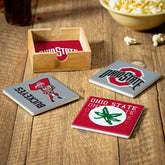 Ohio State University Ceramic Coasters Set, 4pcs with Wood Caddy