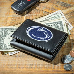 Penn State Black Tri-Fold Embroidered Wallet w/ RFID Blocking