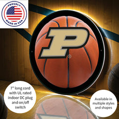 LED Wall Decor, Round, Med, Purdue University, Basketball