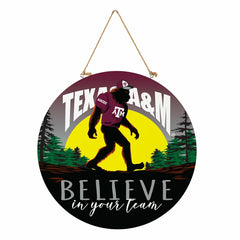 Texas A&M Bigfoot Round Door Décor with Hanging Rope, 18x18