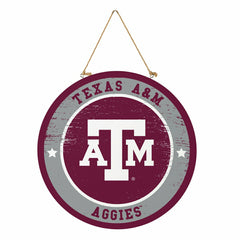 Texas A&M Round Door Décor with Hanging Rope, 18x18