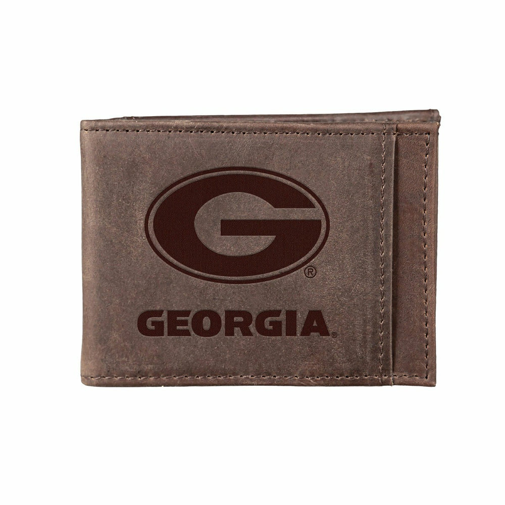 Front Pocket Wallet w/ RFID Blocking, University of Georgia, Brown