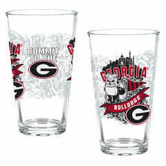 University of Georgia 16oz Glass pint, Set of 2