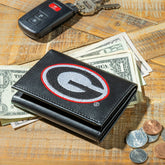 University of Georgia Black Tri-Fold Embroidered Wallet w/ RFID Blocki