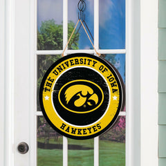 University of Iowa Round Door Décor with Hanging Rope, 18x18