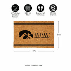 University of Iowa Large One Color Coir Mat, 36"x24"