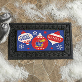 University of Kansas Holiday Flocked Coir Sassafras Switch Mat, 22"x10