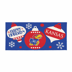 University of Kansas Holiday Flocked Coir Sassafras Switch Mat, 22"x10
