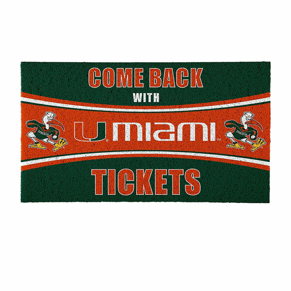 28" x 16" PVC Trapper Mat, Come Back with Tickets, University of Miami