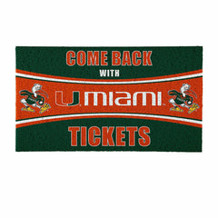 28" x 16" PVC Trapper Mat, Come Back with Tickets, University of Miami
