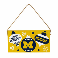 University Of Michigan Holiday Wood Wall Sign, 6x11