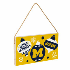 University Of Michigan Holiday Wood Wall Sign, 6x11