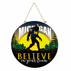 University Of Michigan Bigfoot Round Door Décor with Hanging Rope, 18x