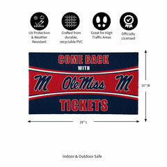 28" x 16" PVC Trapper Mat, Come Back with Tickets, University of Missi