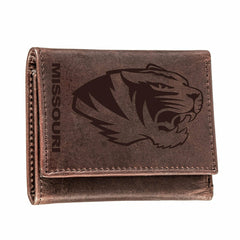 University of Missouri, Tri-Fold Wallet, Brown, CH, 100% Genuine Leath
