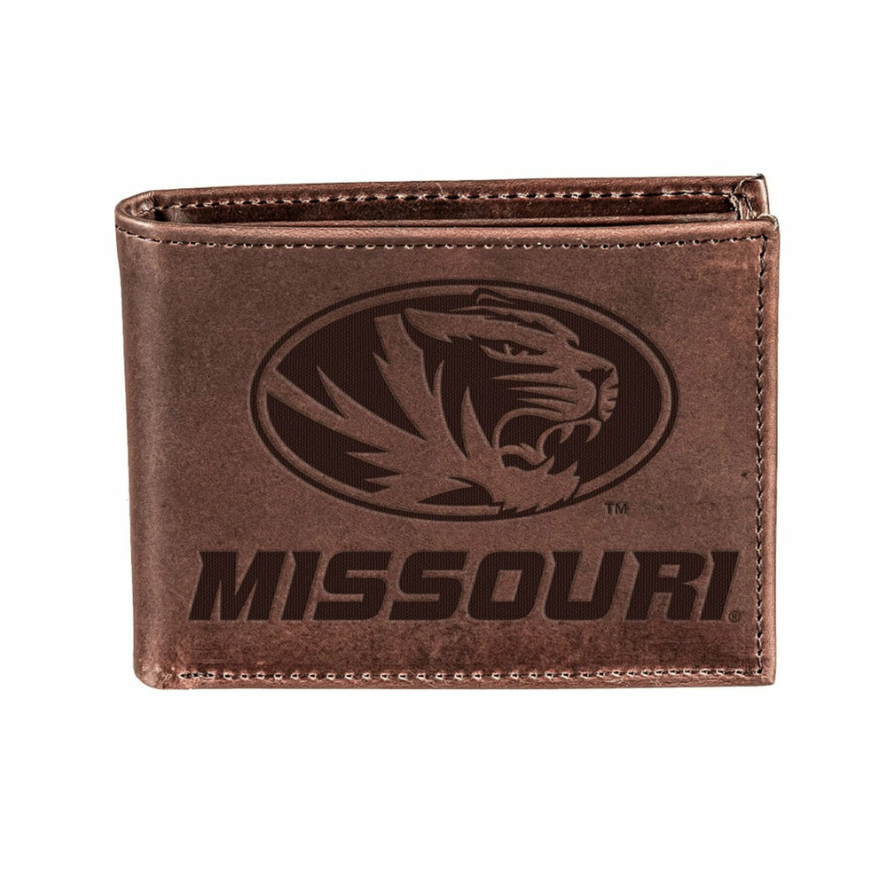 University of Missouri, Bi-Fold Wallet, Brown, CH, 100% Genuine Leathe