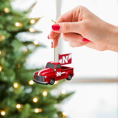University of Nebraska Rally Truck Ornament, Set of 2