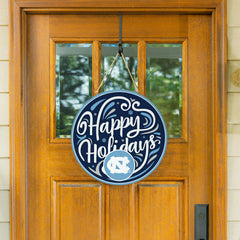 University of North Carolina Holiday Round Door Décor with Hanging Rop