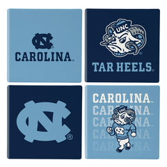 University of North Carolina Ceramic Coasters Set, 4pcs with Wood Cadd