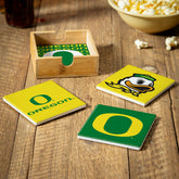 University of Oregon Ceramic Coasters Set, 4pcs with Wood Caddy