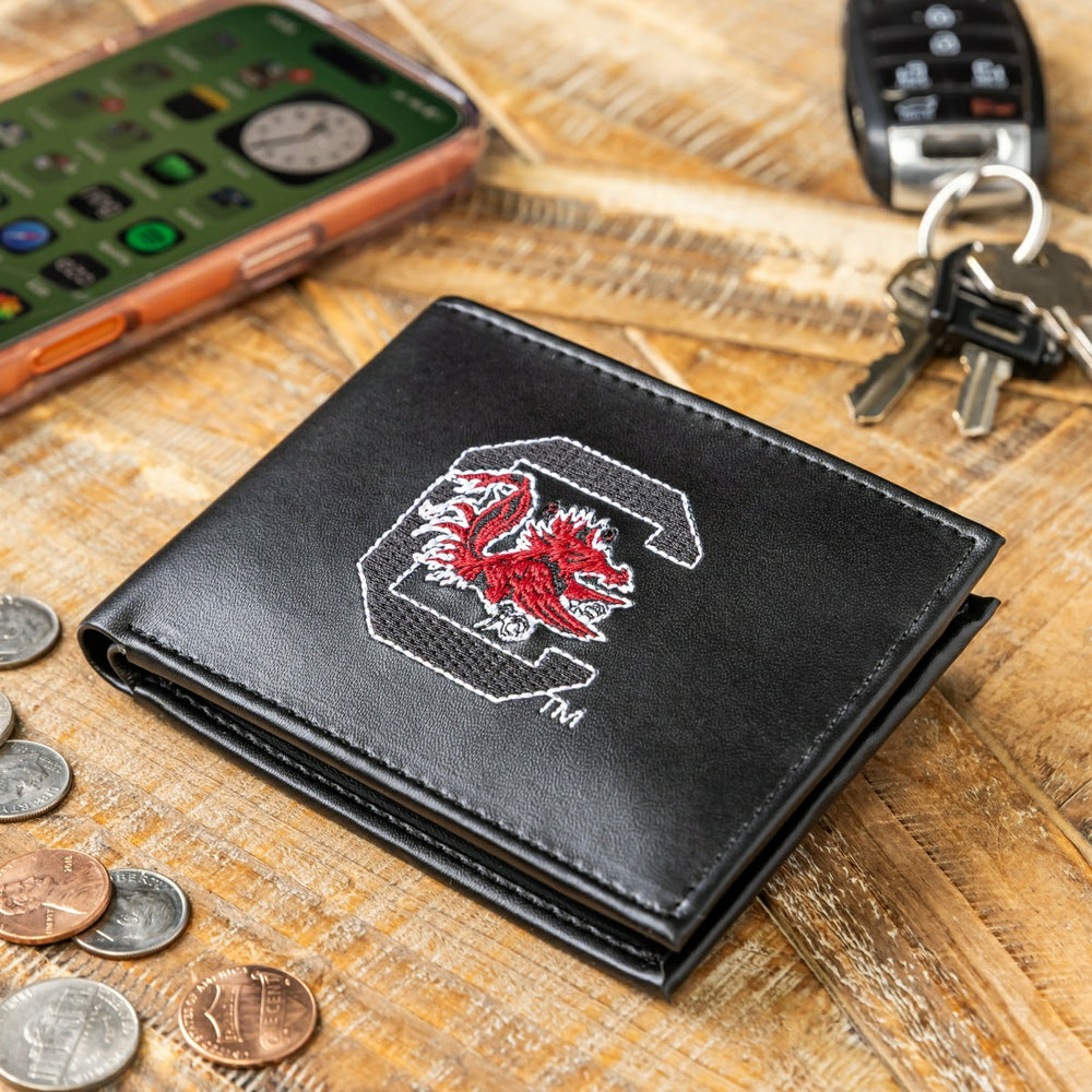 University of South Carolina Black Bi-Fold Embroidered Wallet w/ RFID Blocking