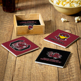 University of South Carolina Ceramic Coasters Set, 4pcs with Wood Cadd