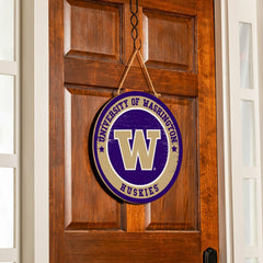 University of Washington Round Door Décor with Hanging Rope, 18x18