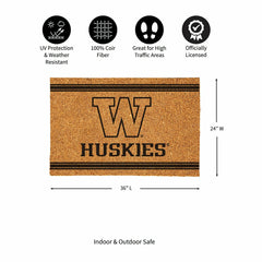 University of Washington Large One Color Coir Mat, 36"x24"