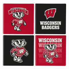 University of Wisconsin-Madison Ceramic Coasters Set, 4pcs with Wood C