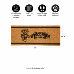 University of Wisconsin-Madison Extra Large One Color Coir Mat, 60"x24
