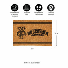 University of Wisconsin-Madison Large One Color Coir Mat, 36"x24"