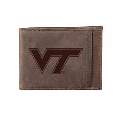 Front Pocket Wallet w/ RFID Blocking, Virginia Tech, Brown