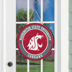 Washington State University Round Door Décor with Hanging Rope, 18x18