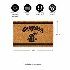 Washington State University Large One Color Coir Mat, 36"x24"
