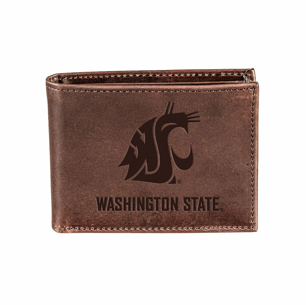 Washington State University, Bi-Fold Wallet, Brown, CH, 100% Genuine L